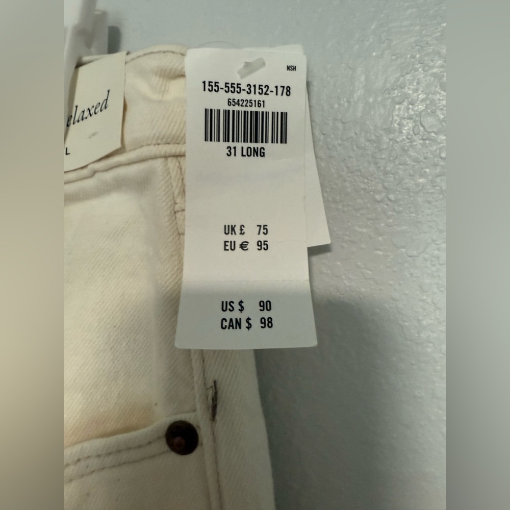 Abercrombie Fitch The 90s Relaxed Jeans High Rise Cream Size 31/12 Long - Picture 6 of 6